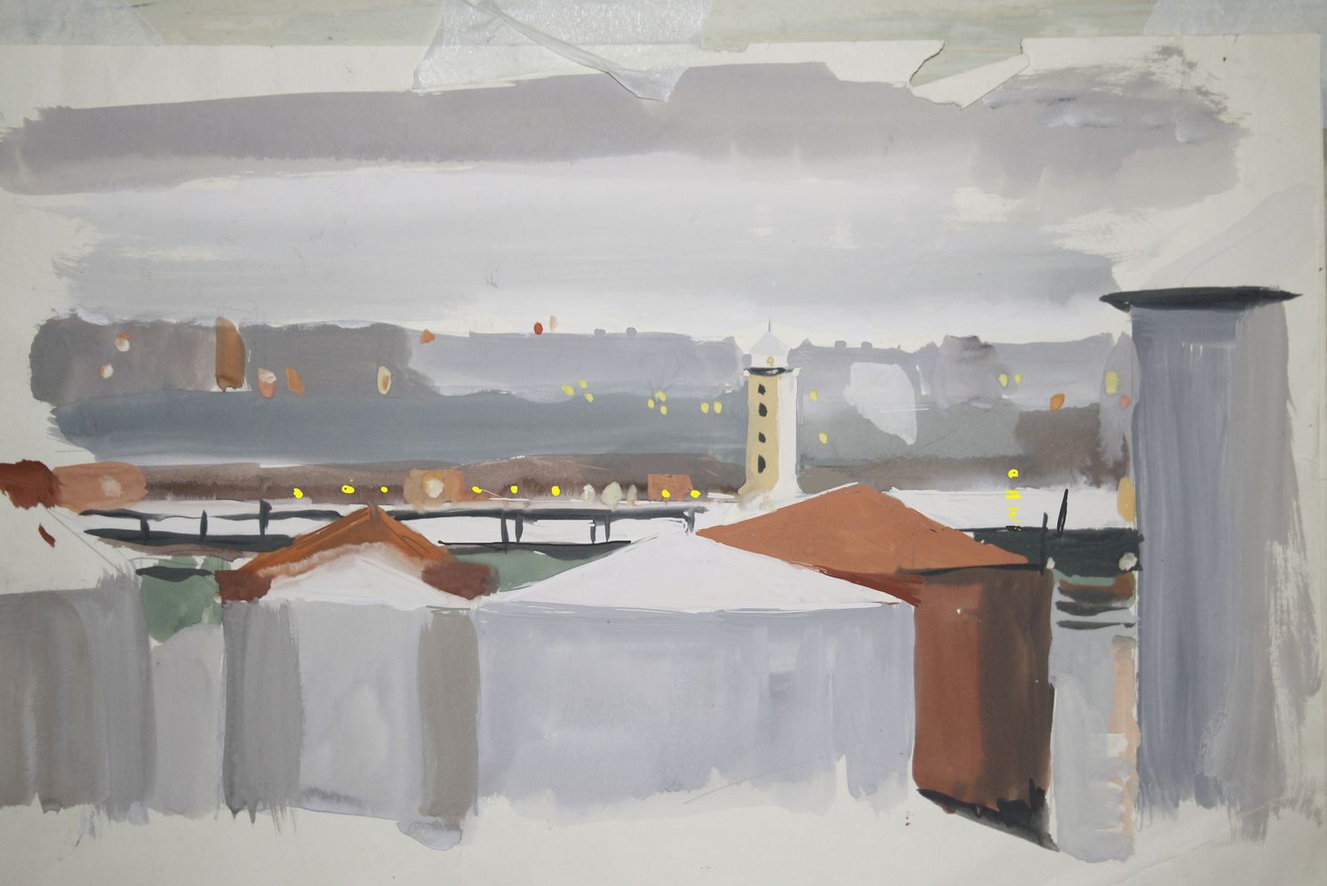 PRINT- OIL DRUMS WINTER  1963