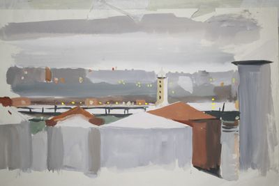 PRINT- OIL DRUMS WINTER  1963
