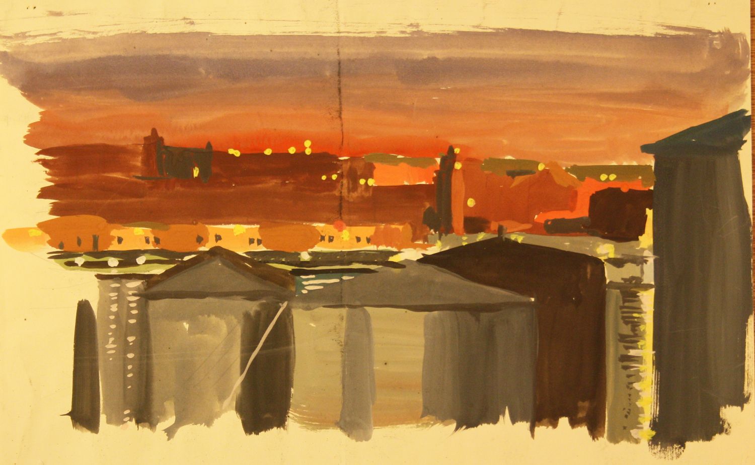 PRINT- OIL DRUMS SKETCH 1962/3