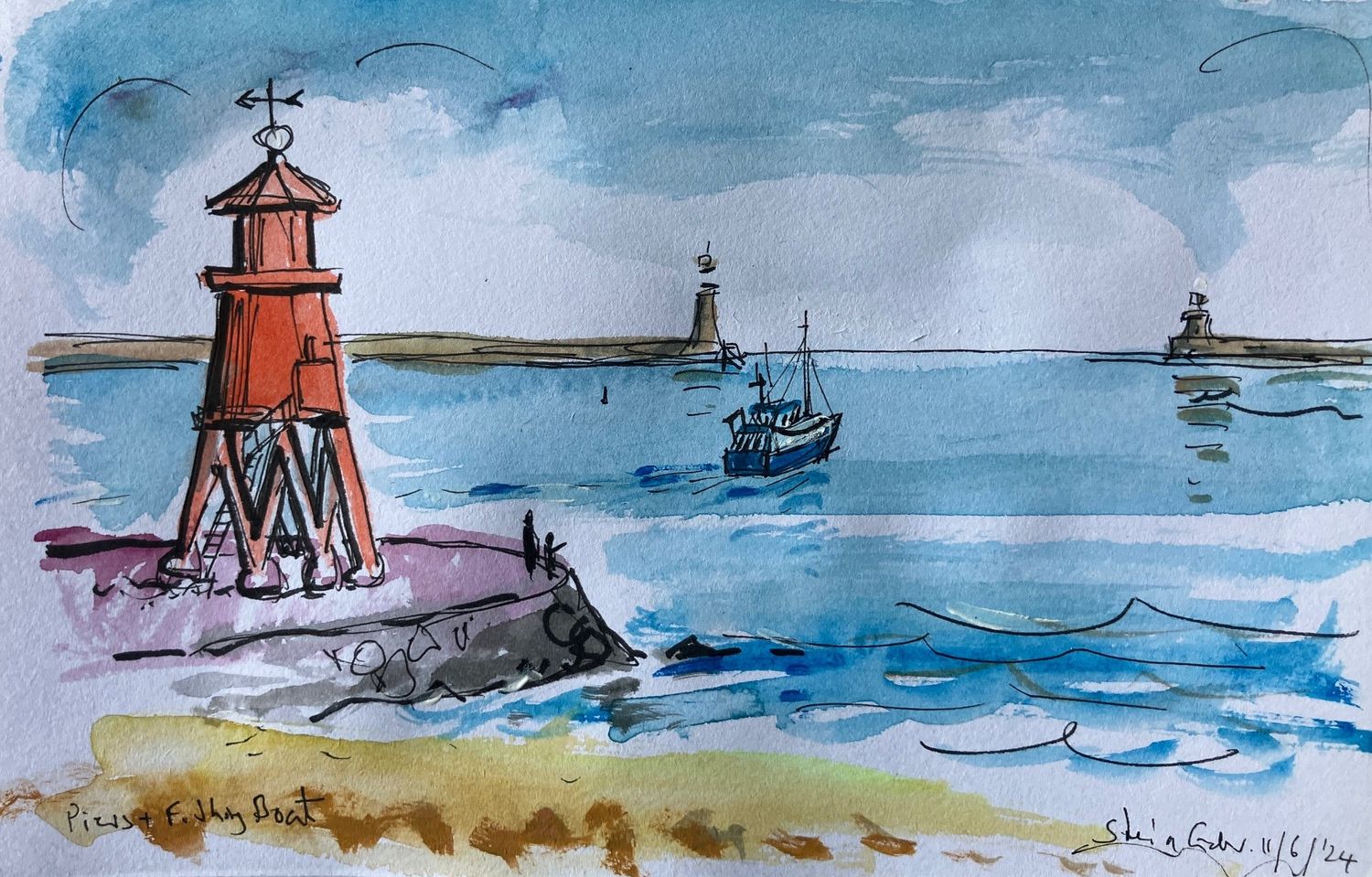 PRINT -  PIERS &amp; FISHING BOAT &#39;24