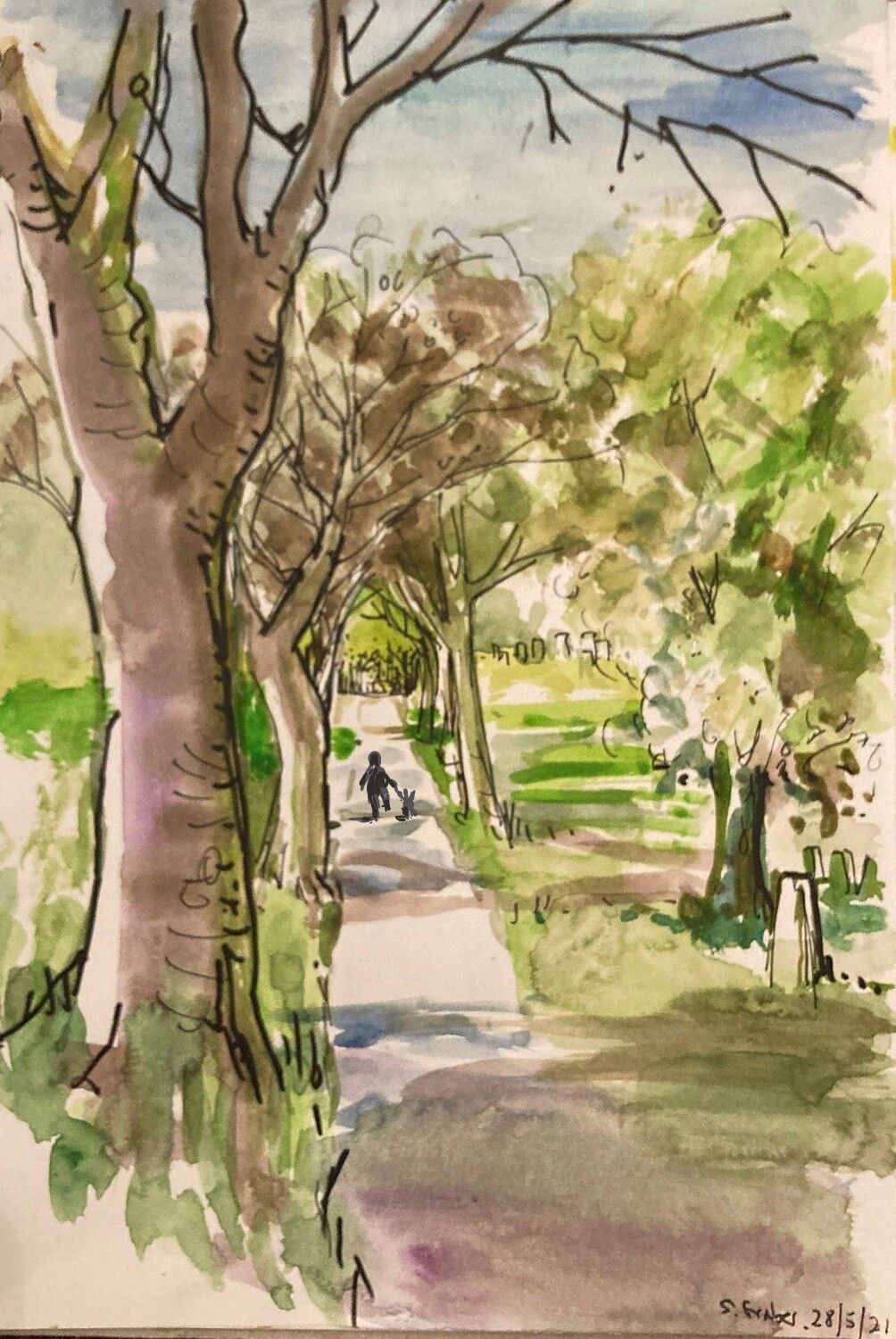 PRINT - HARTON Trees Ave. watercolour 20