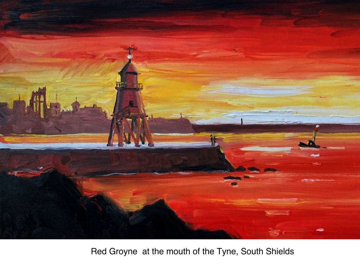 5 X POSTCARDS- RED GROYNE
