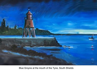 5 X POSTCARDS- BLUE GROYNE