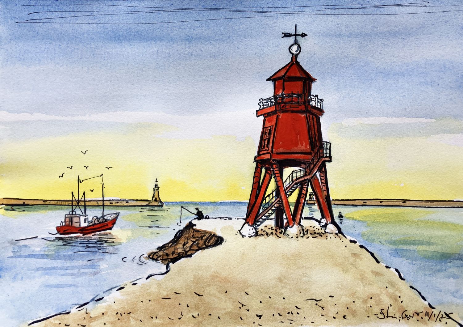 PRINT- 02 YELLOW SKY GROYNE &amp; FISHERMAN  11/1/25