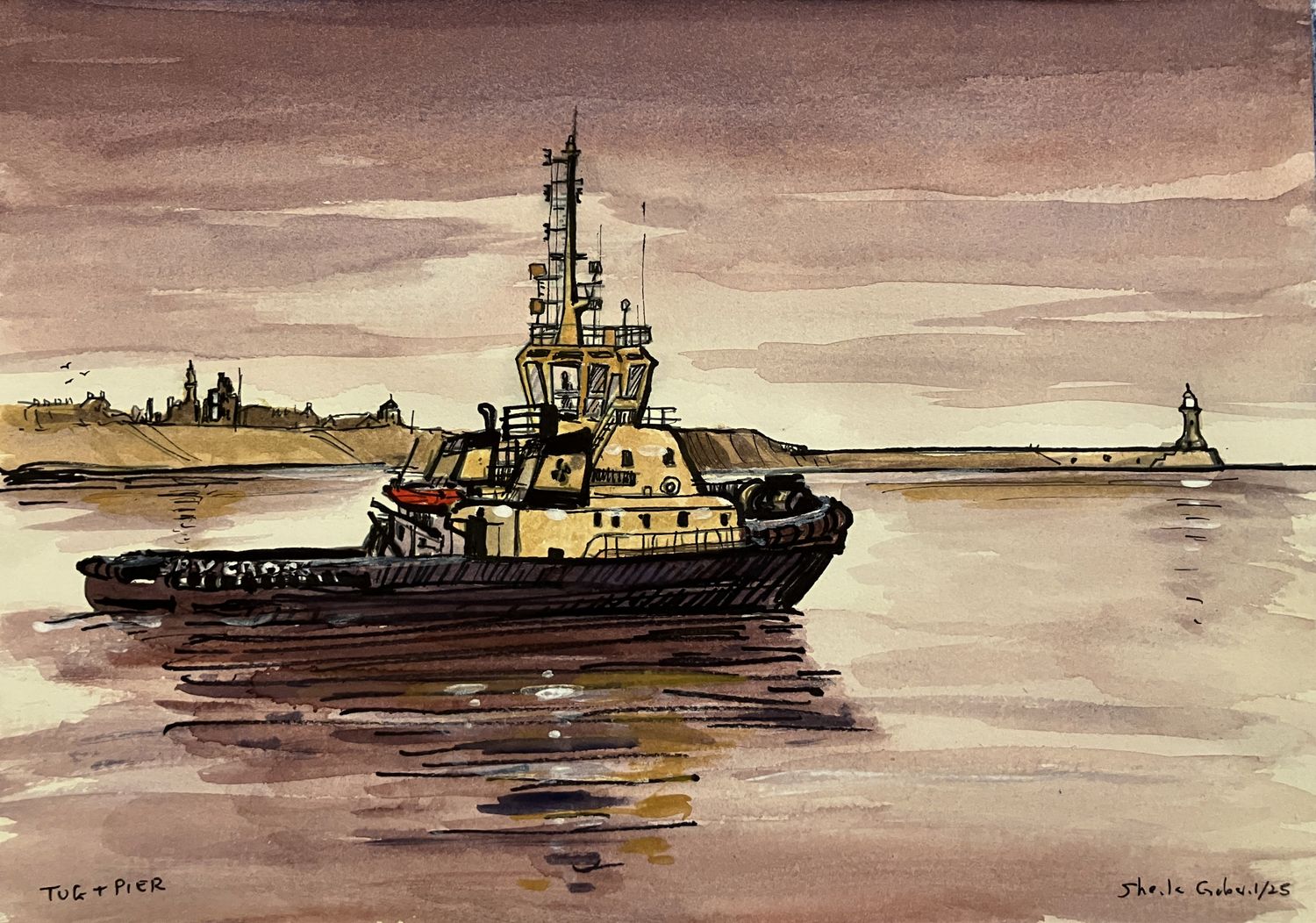 PRINT- ORMESBY CROSS TUG &amp; TYNEMOUTH PIER Jan&#39;24