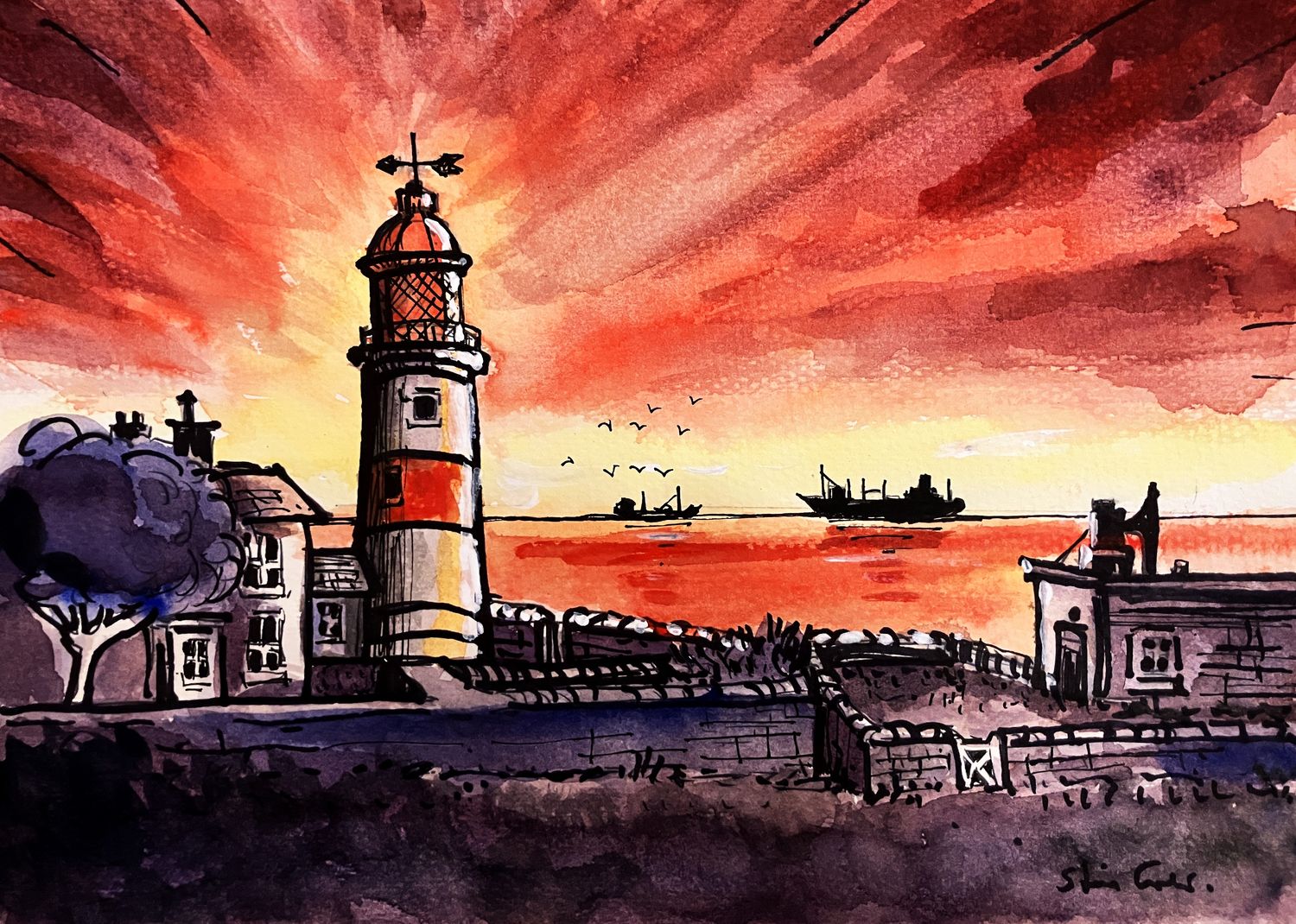 PRINT- SOUTER LIGHTHOUSE SUNSET  11/1/25