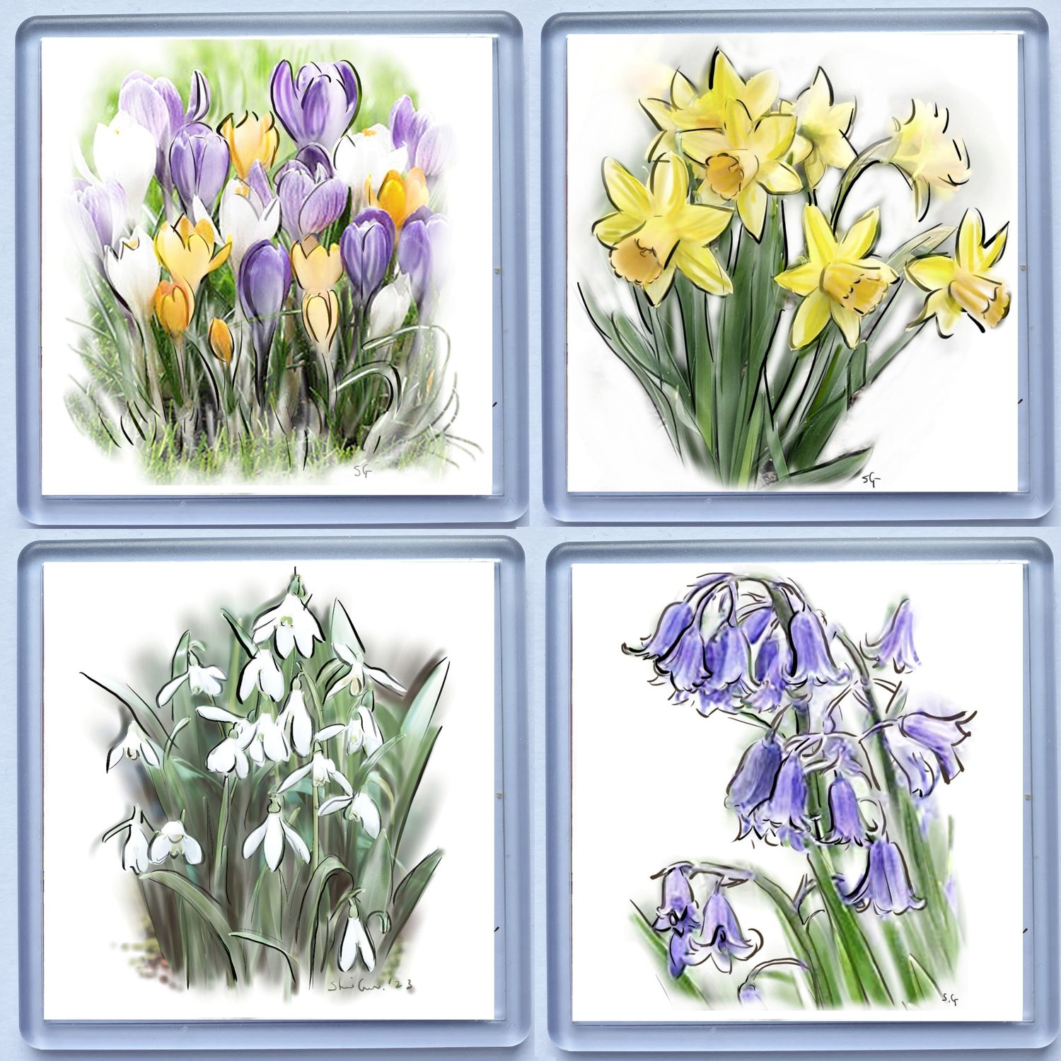 COASTERS-SPRING FLOWERS set of 4