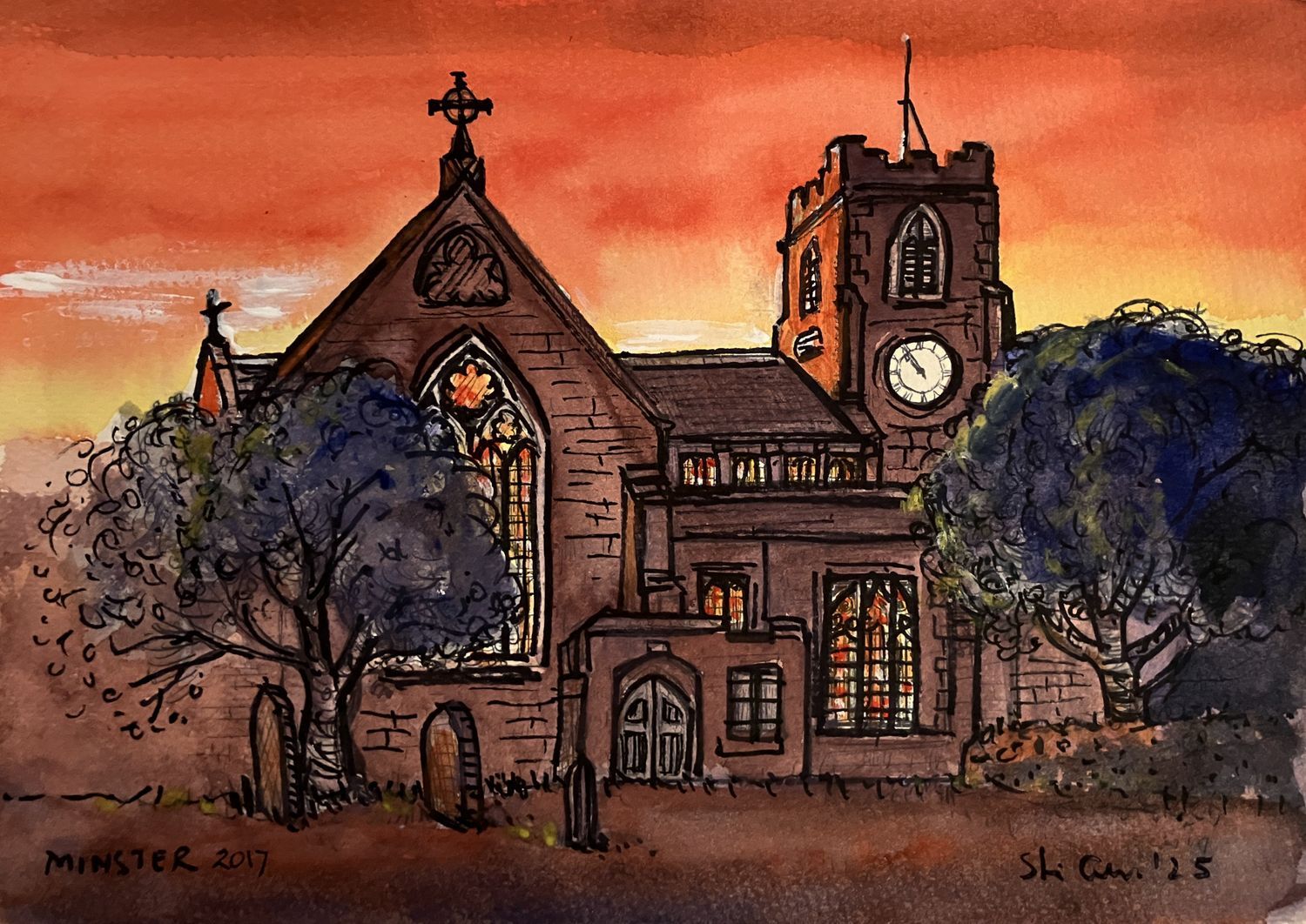 PRINT- RED SUNDERLAND MINSTER 2025