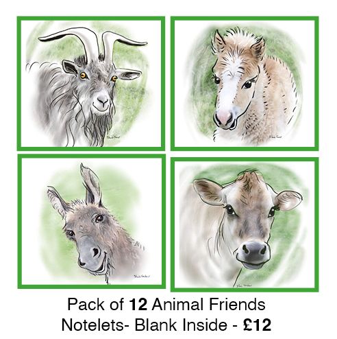 Pack of 12 Notelets - Animal Friends