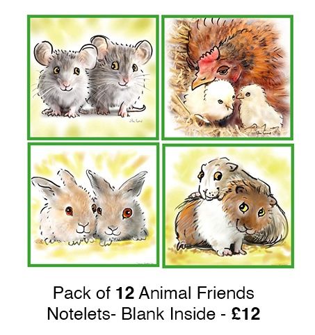 Pack of 12 Notelets - Small Animal Friends