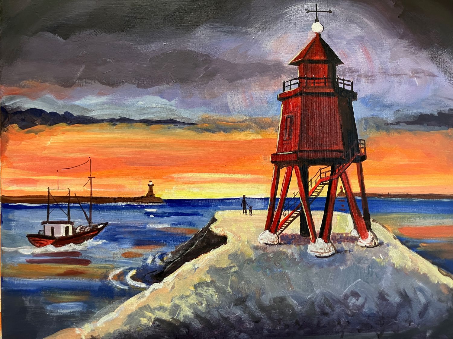 ORIGINAL - Canvas Acrylic GROYNE at SUNSET  sept.&#39;25