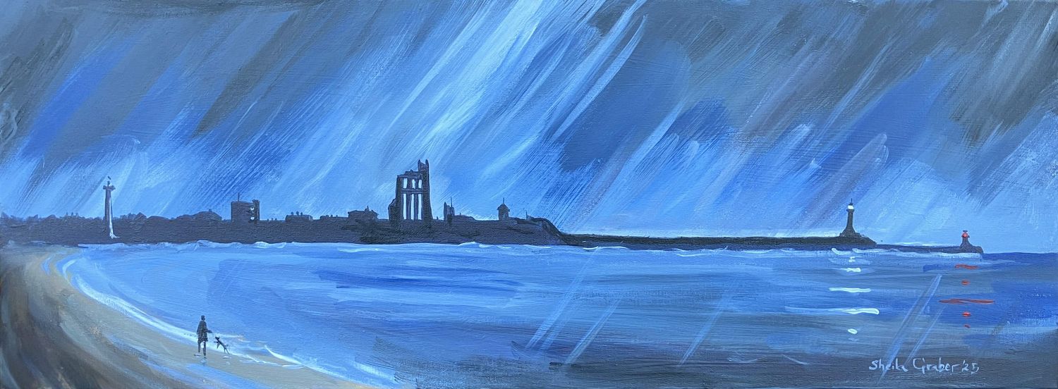 ORIGINAL - Canvas Acrylic TYNESIDE PRIORY in  RAIN Sept.&#39;25