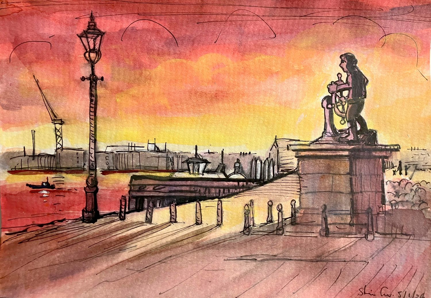 SHEILA's SHOW -ORIGINAL -OUR MERCHANT NAVY STATUE at SUNSET'26