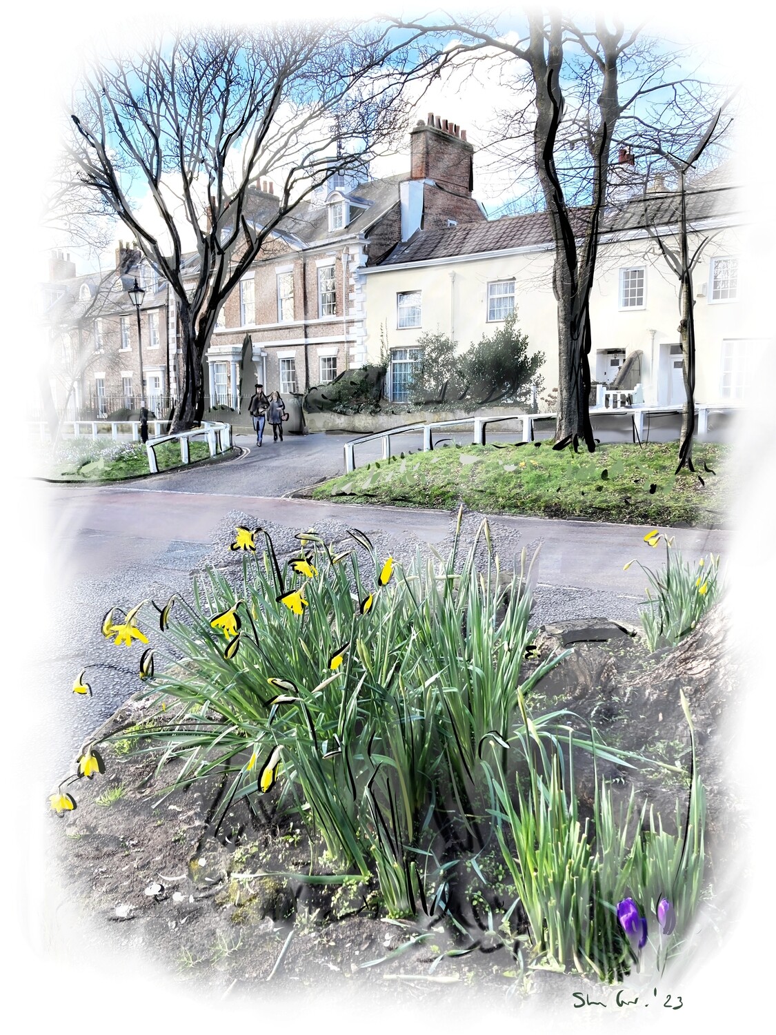 PRINT-WESTOE VILLAGE &amp; Daffodils March '23