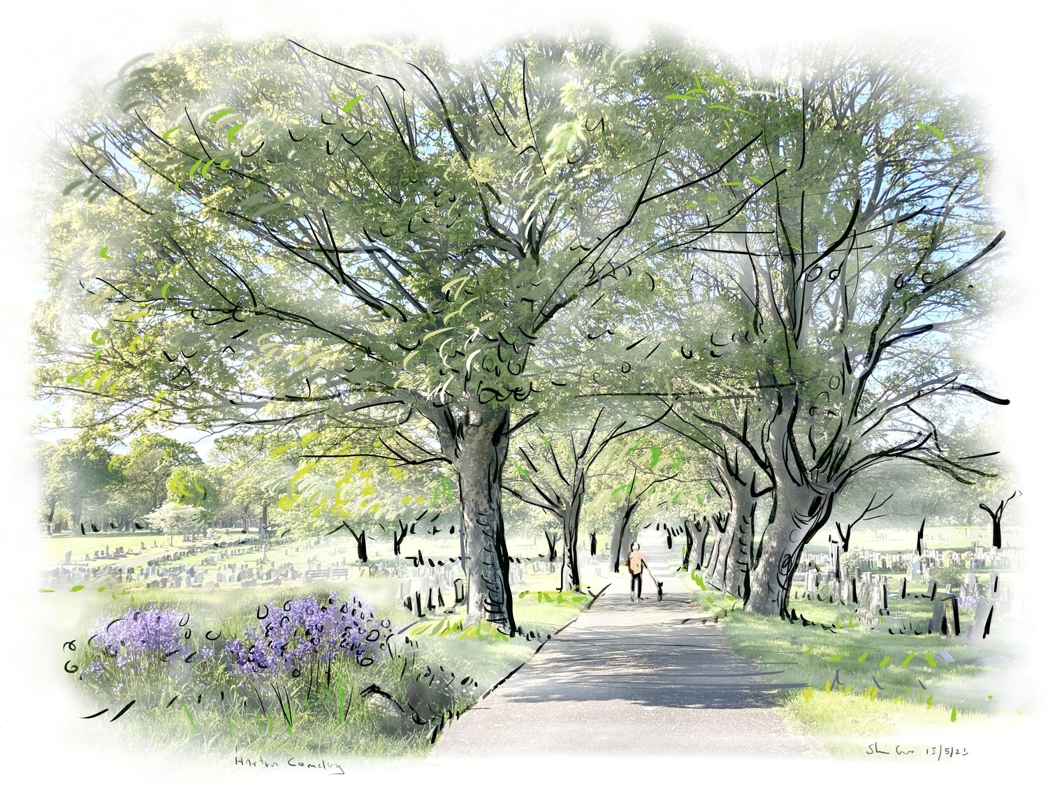 PRINT-Harton Cemetery  Sunny Walk May '23