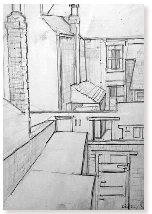 PRINT -  BACKLANE with Coal Bunker VESPASIAN AVE 1957