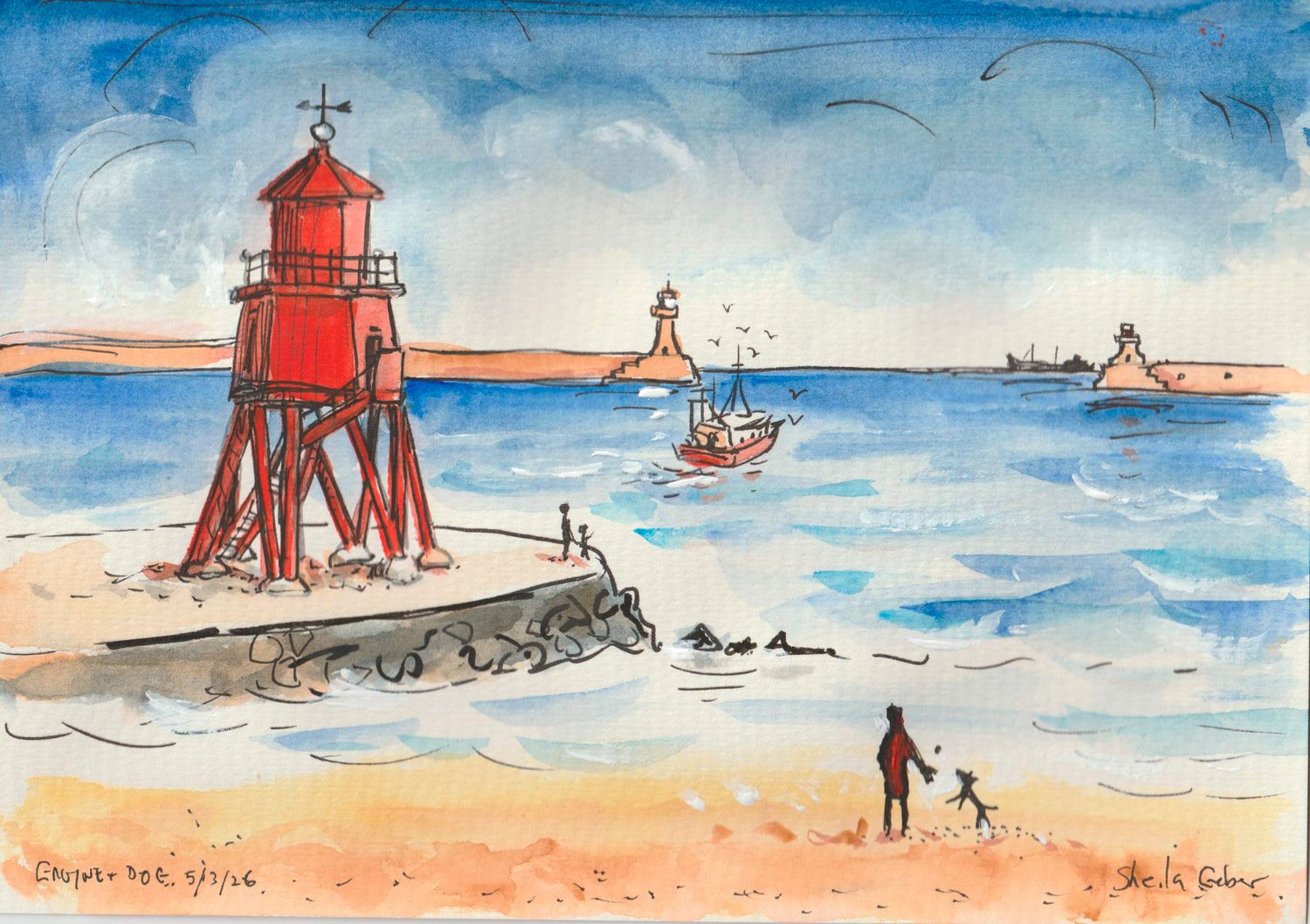 ORIGINAL A4 Groyne &amp; Dog 5/3/26