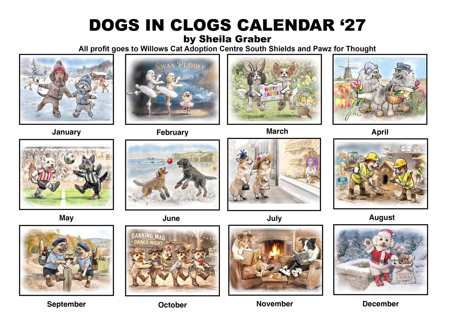 DOGS IN CLOGS Calendar 2027