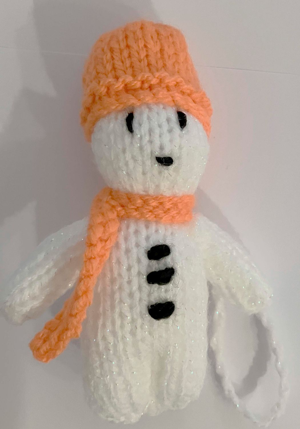 XMAS KNITS Snowman  ORANGE HAT Xmas tree Decoration