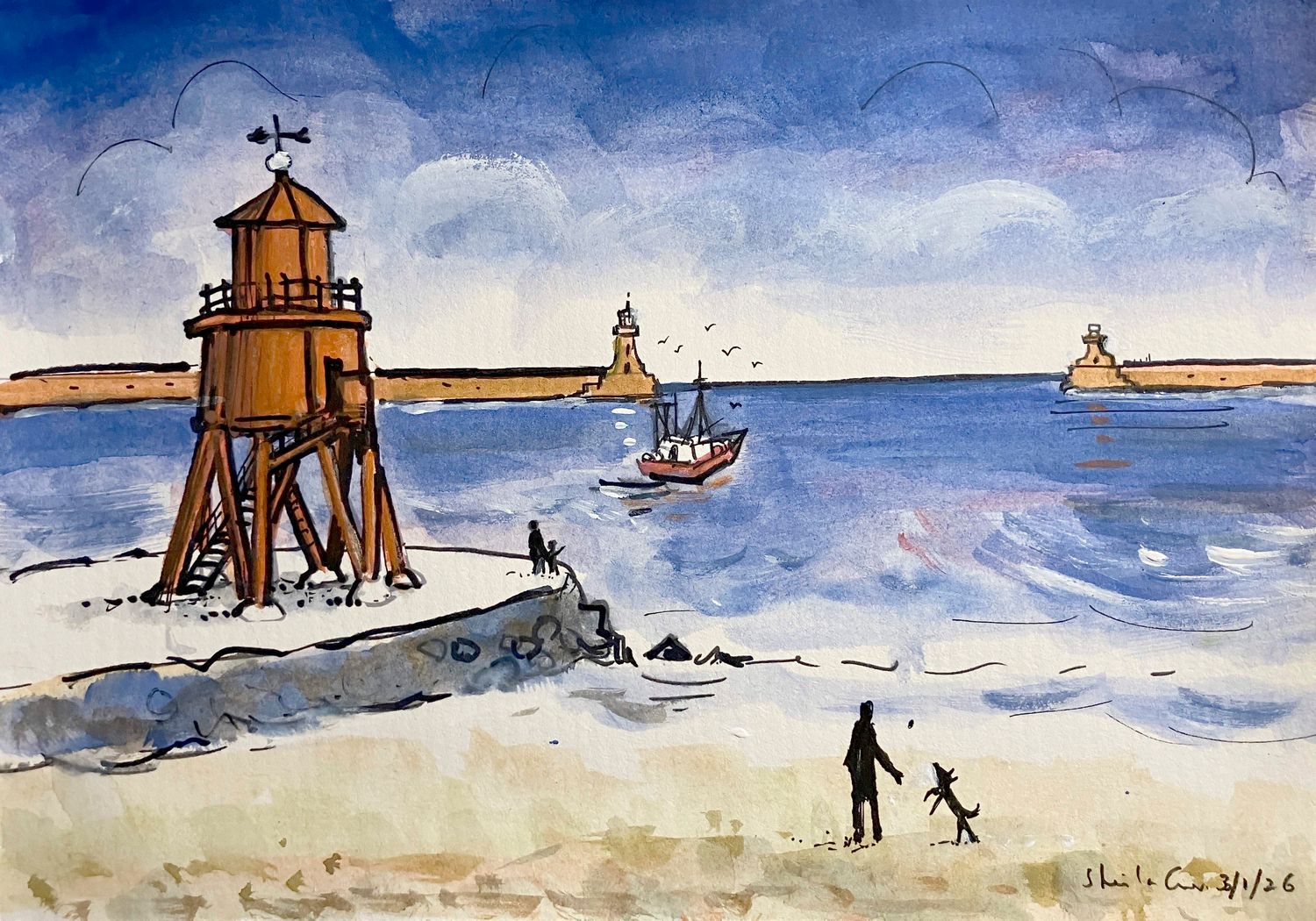 SHEILA's SHOW -ORIGINAL -GROYNE Beach &amp; DOG '26