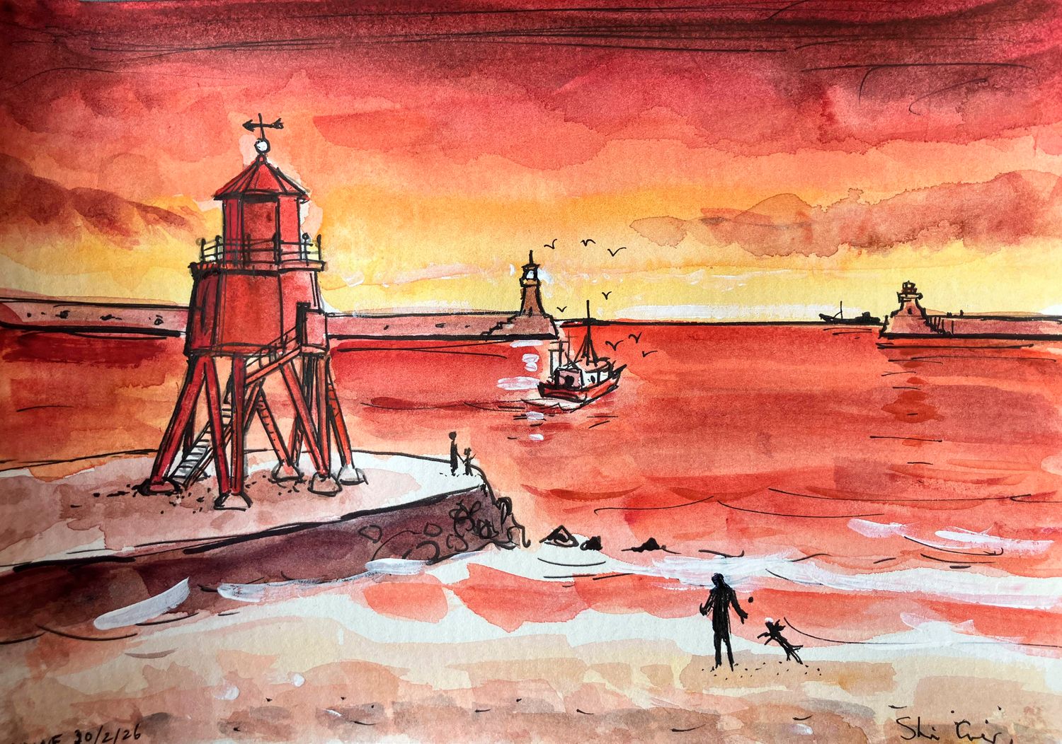 SHEILA's SHOW -ORIGINAL -RED GROYNE &amp; DOG 20/2/26