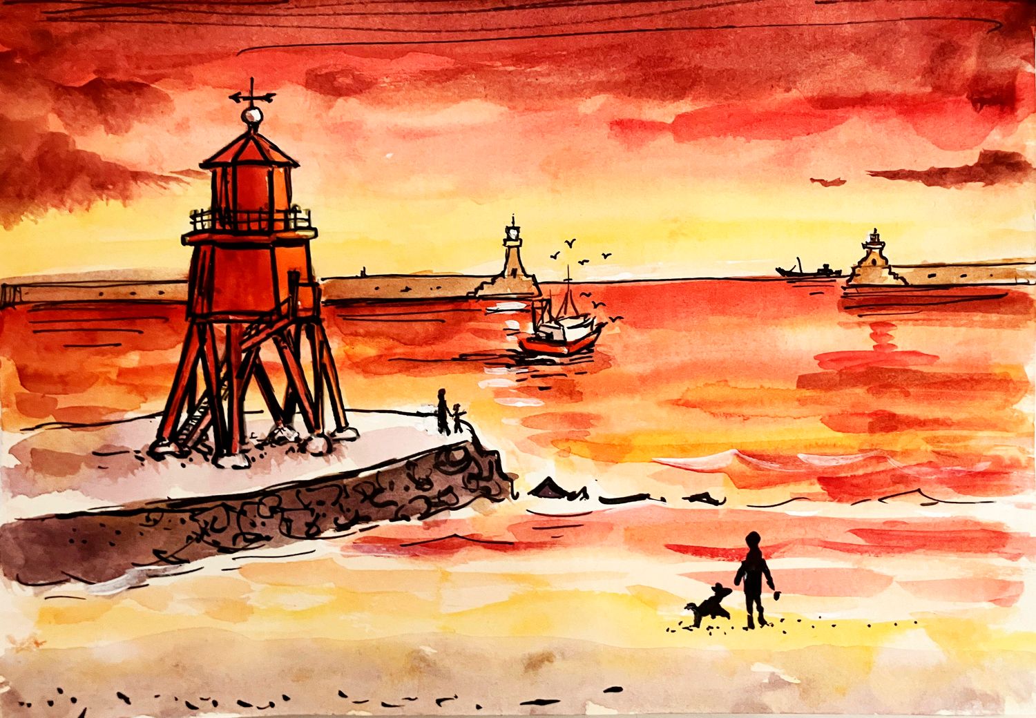 SHEILA's SHOW -ORIGINAL -RED GROYNE &amp; DOG 8/4/26