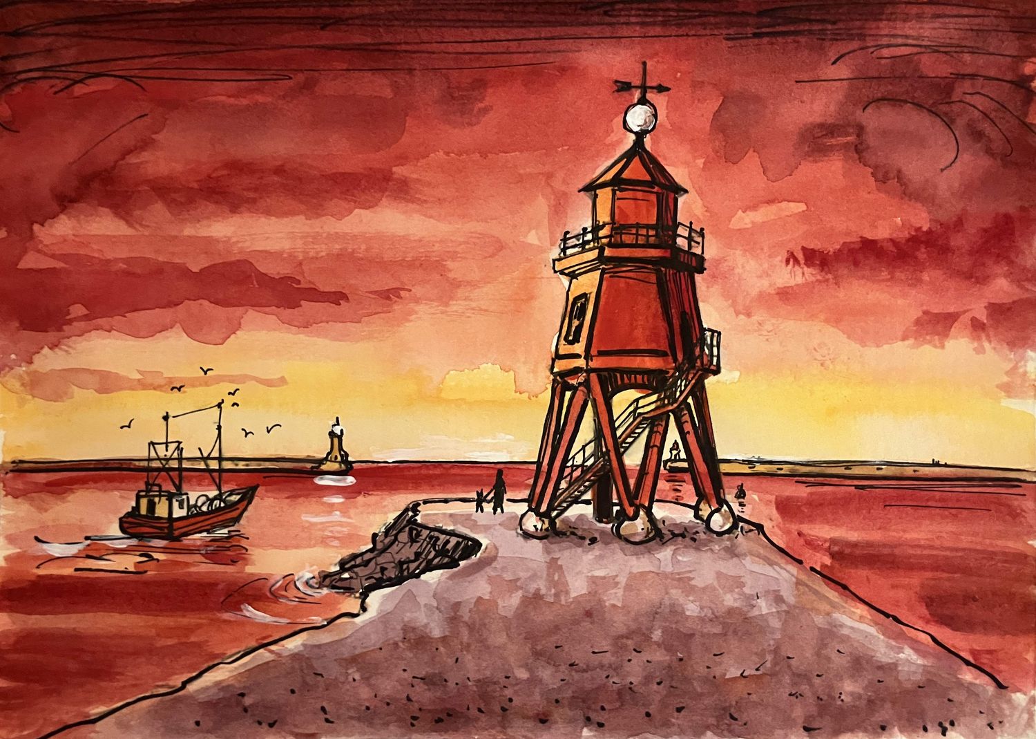 SHEILA's SHOW -ORIGINAL -RED GROYNE &amp; PIERS 10/4/26