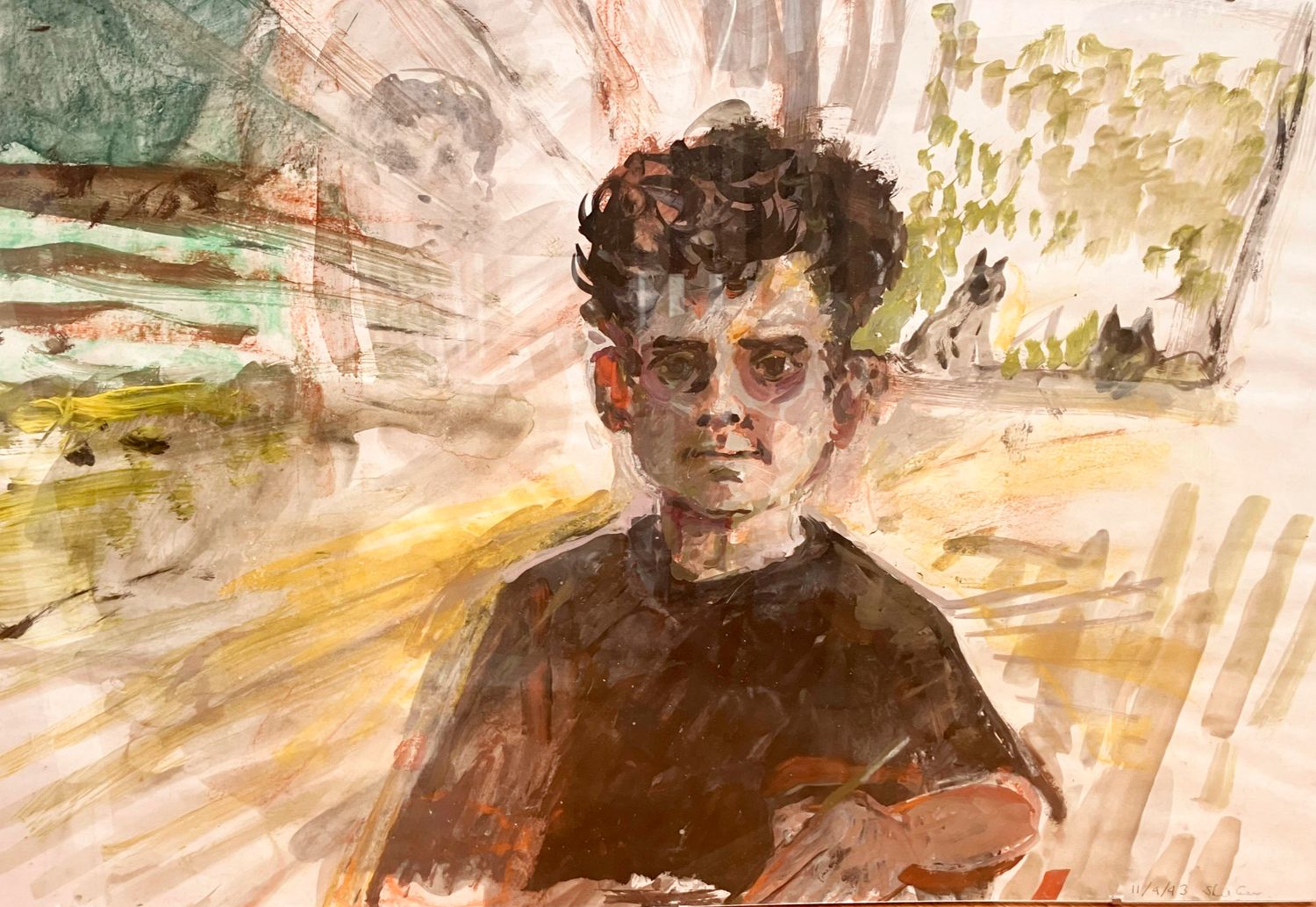 ORIGINAL - SELF PORTRAIT - with cats 1993  N.F.S.