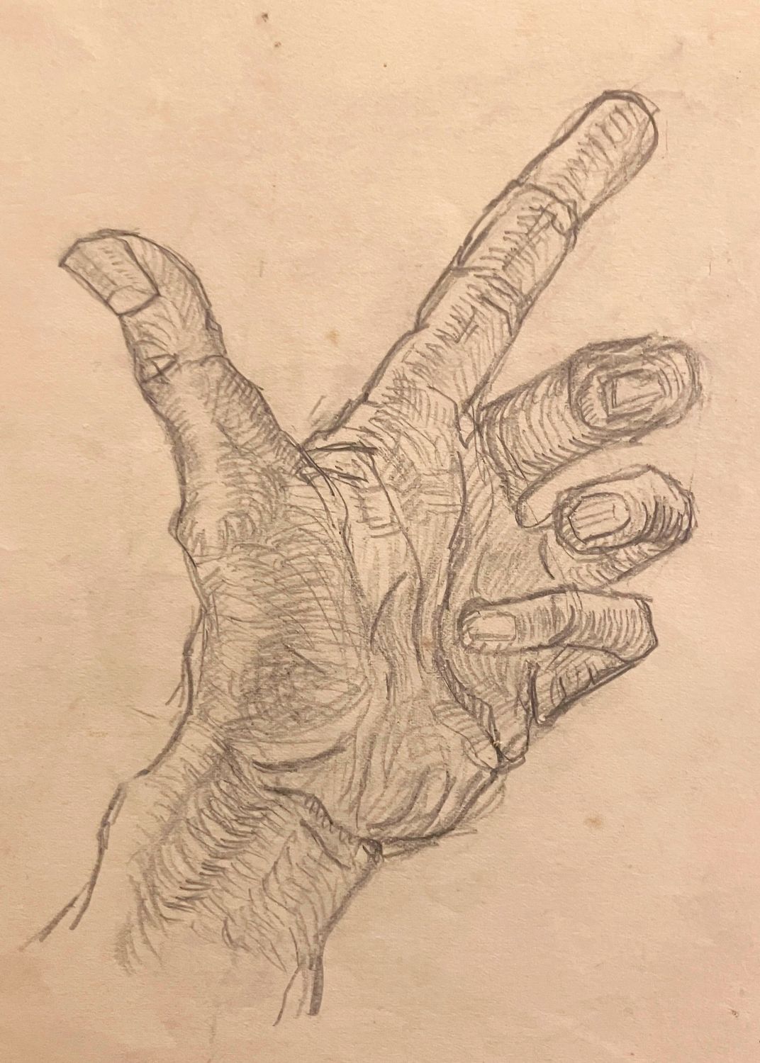 ORIGINAL  - HIGH SCHOOL -Study of my hand 1953 N.F.S.