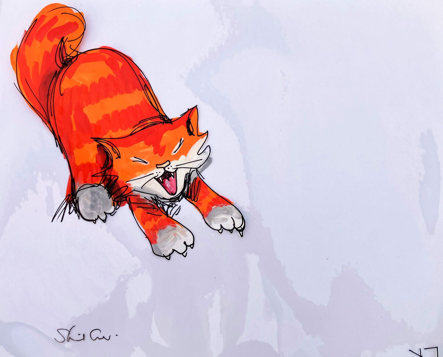 CAT STRETCH2  -THE CAT WHO WALKED  by Himself - a "Just So Story"