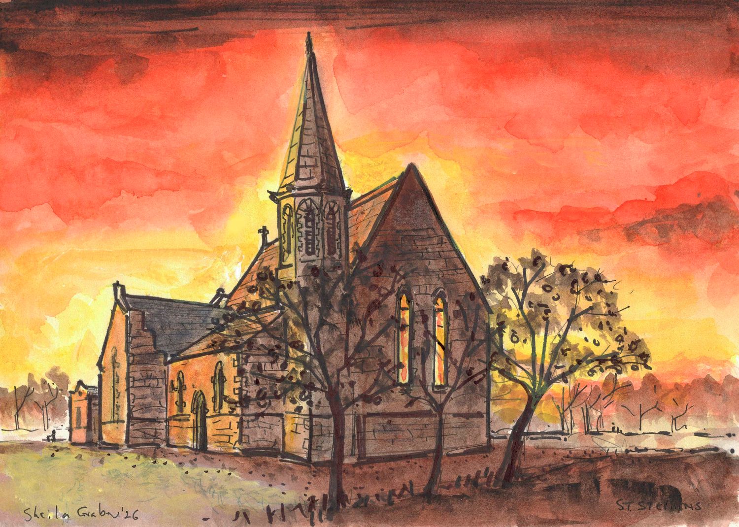 ORIGINAL -St STEPHENS 'CHURCH SUNSET ' 26