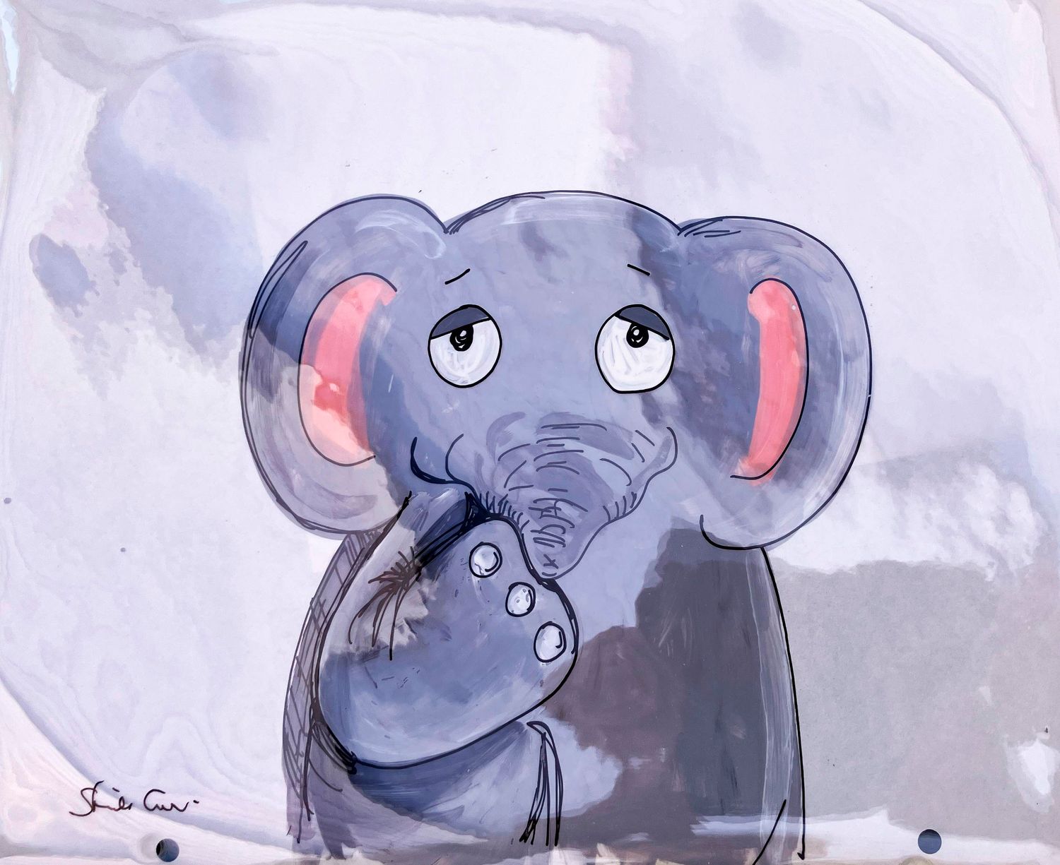 Hand Painted Cels  JUST SO '80 ""Thinks-what does the crocodile have for dinner?""-Elephants's Child