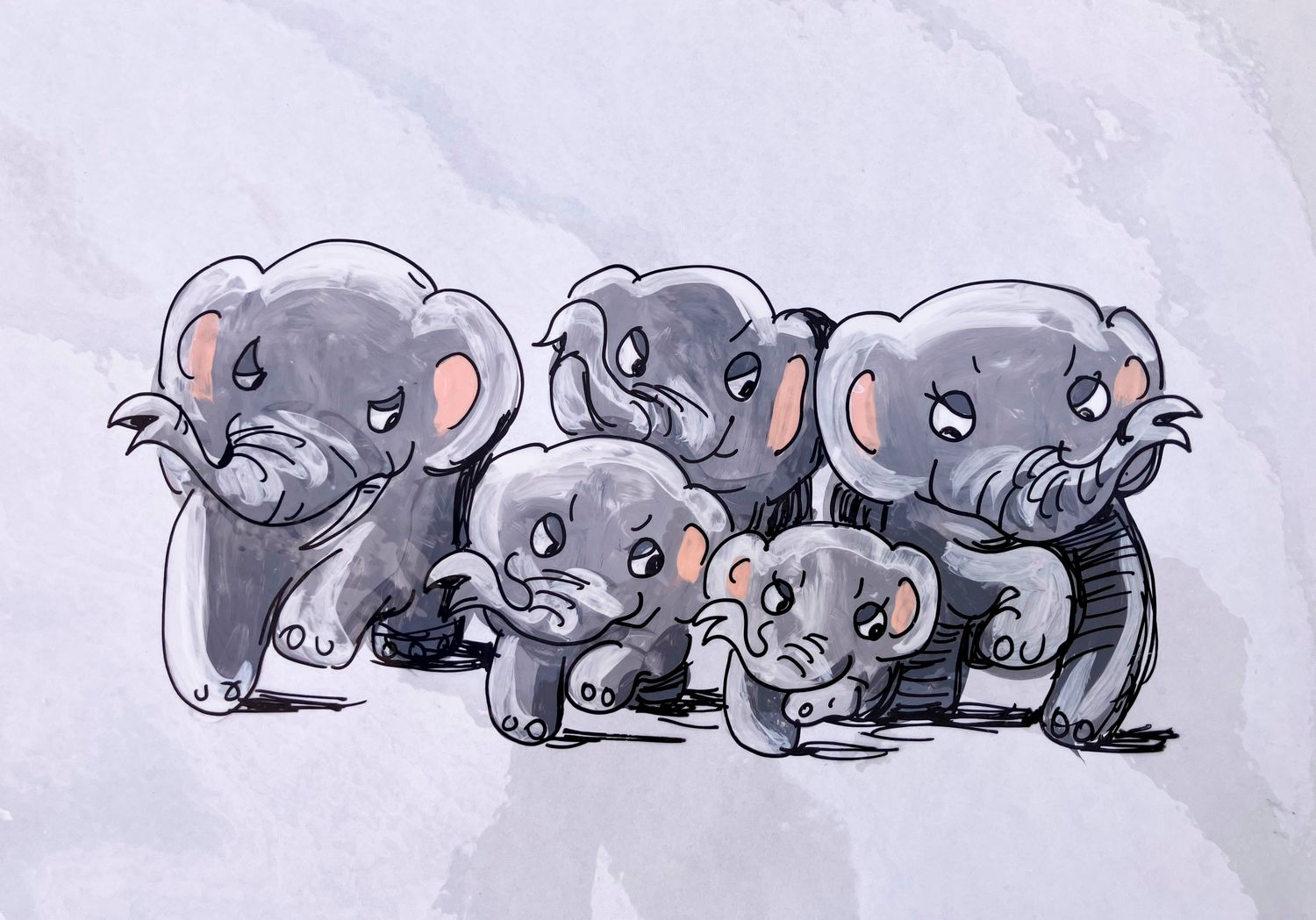Hand Painted Cels  JUST SO '80 "and they ALL gained new trunks from the Crocodile "Elephants's Child