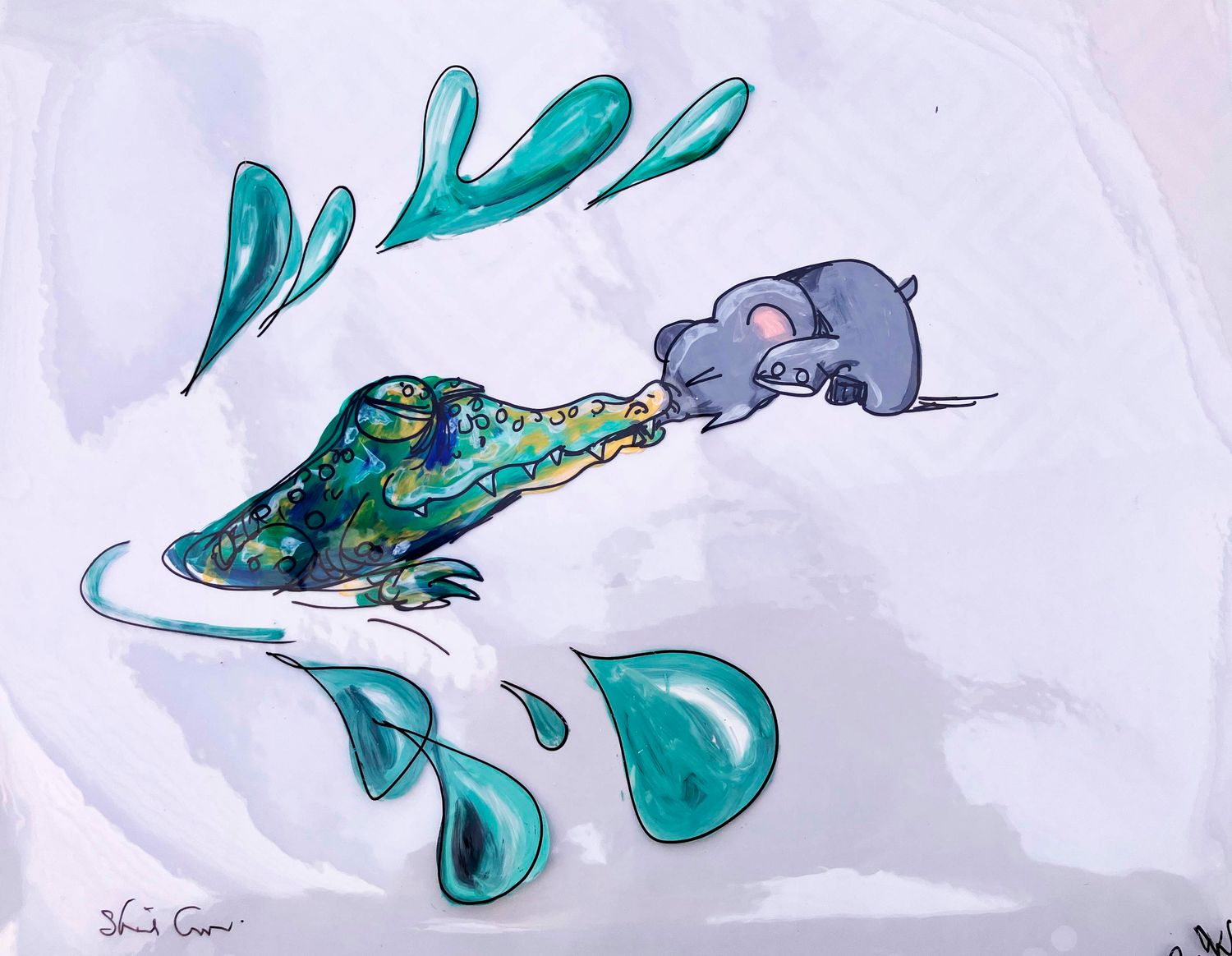 Hand Painted Cels  JUST SO '80 "And he pulled and the crocodile pulled" -Elephants's Child