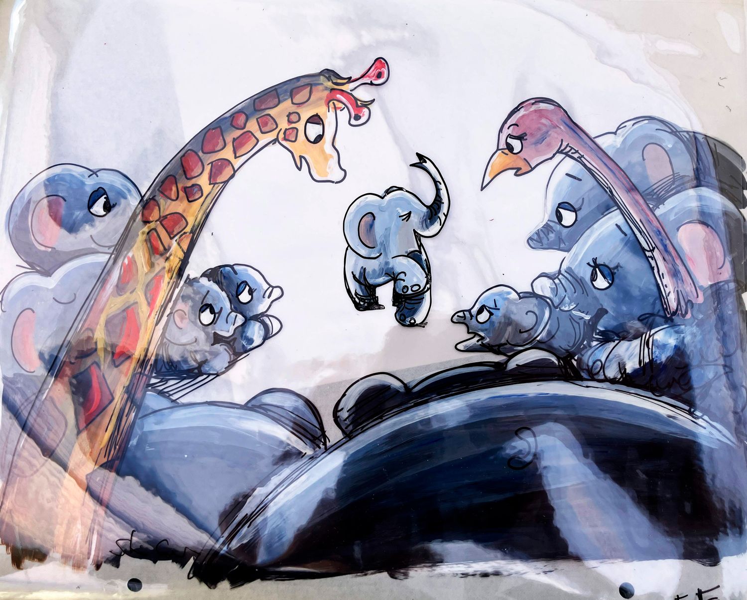Hand Painted Cels  JUST SO '80 "And he came home to all his dear family" -Elephants's Child