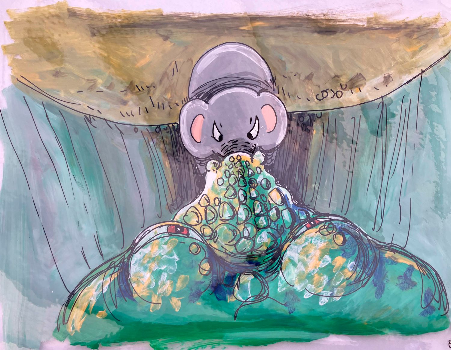 Hand Painted Cels  JUST SO '80 ""Dis is too buch for me!"-Elephants's Child