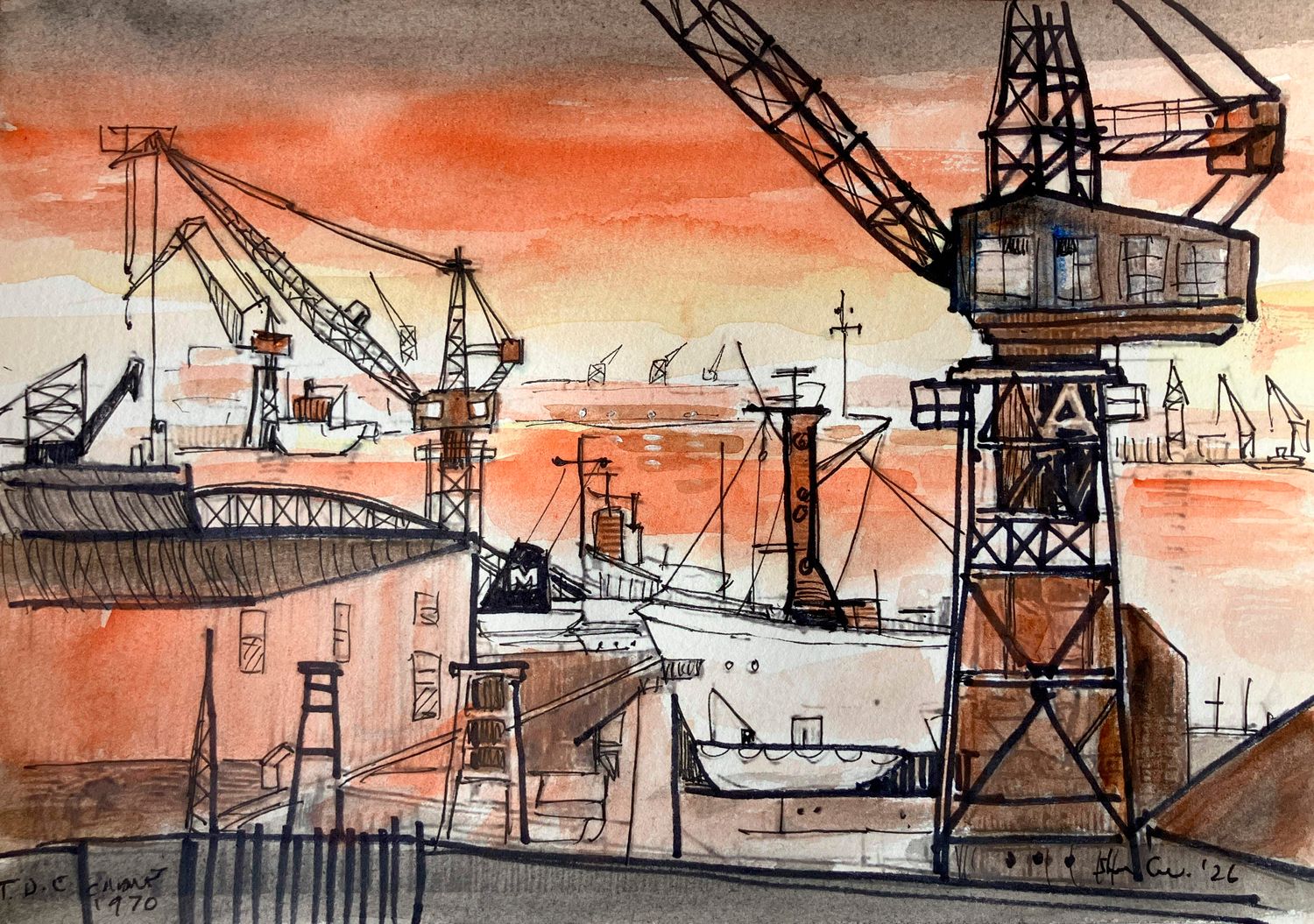 ORIGINAL _ TDE CRANES River TYNE 1970