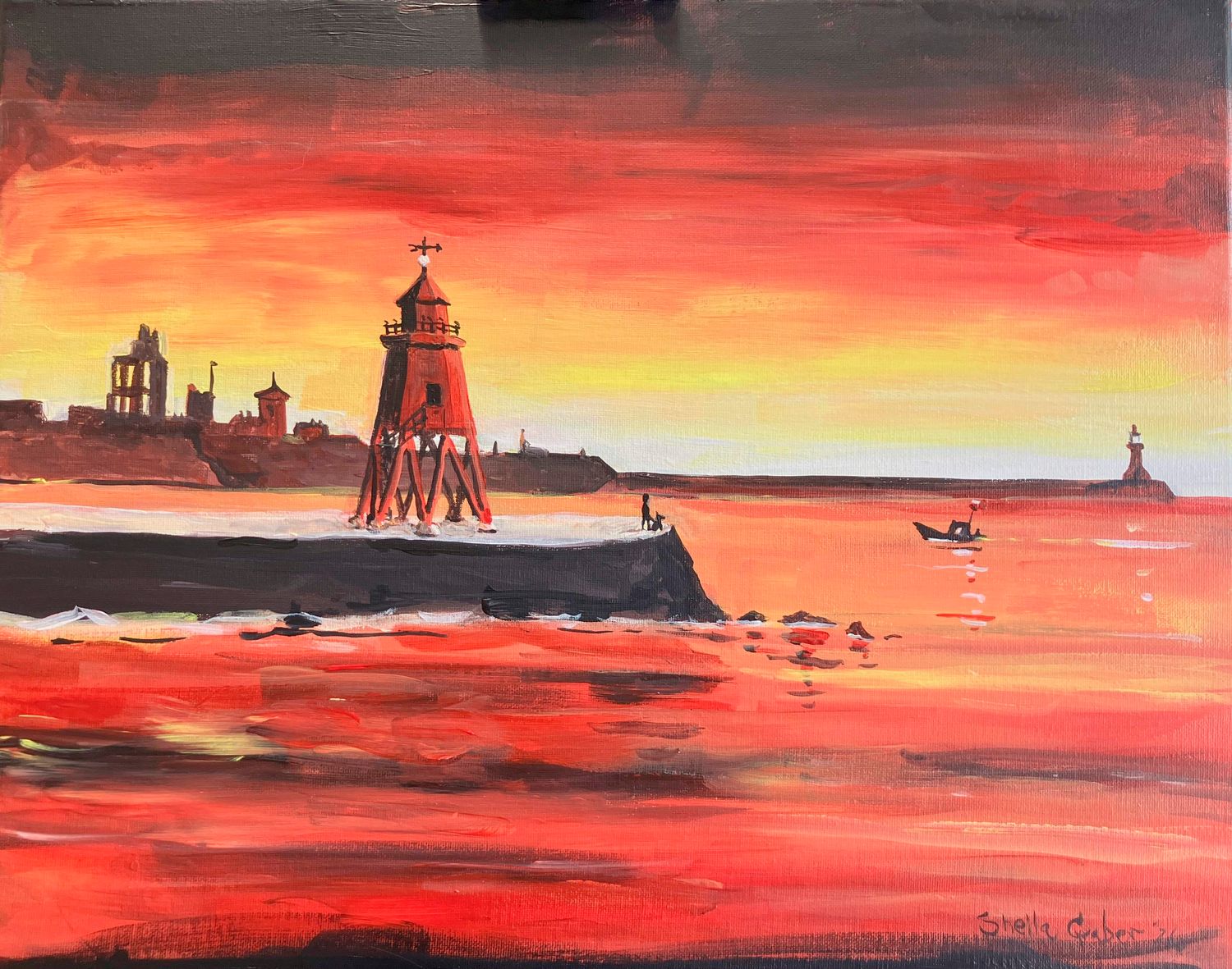 ORIGINAL - Canvas Acrylic GROYNE at at SUNSET sept.'25