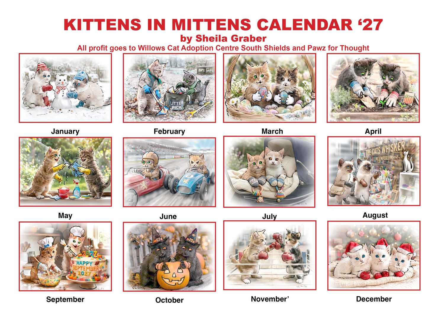 KITTENS IN MITTENS Calendar 2027