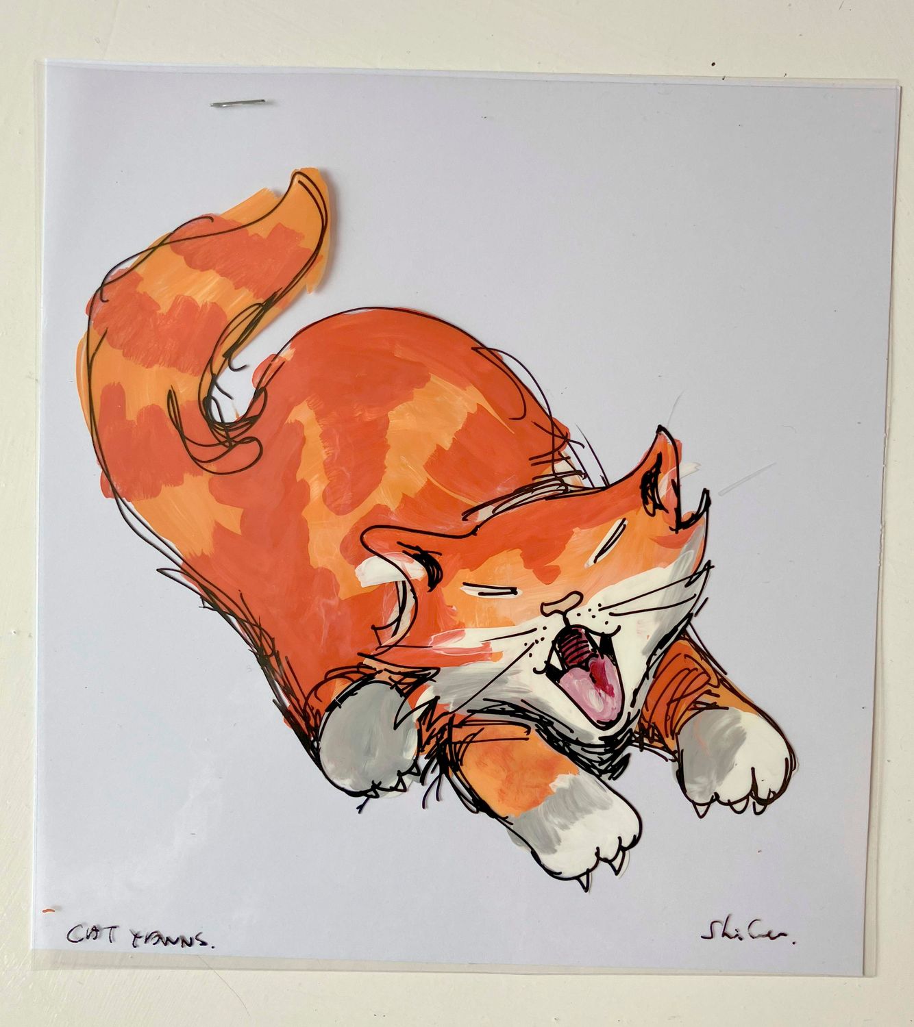 Hand Painted Cels  JUST SO '80 "CAT YAWNS"- The cat who walked by himself