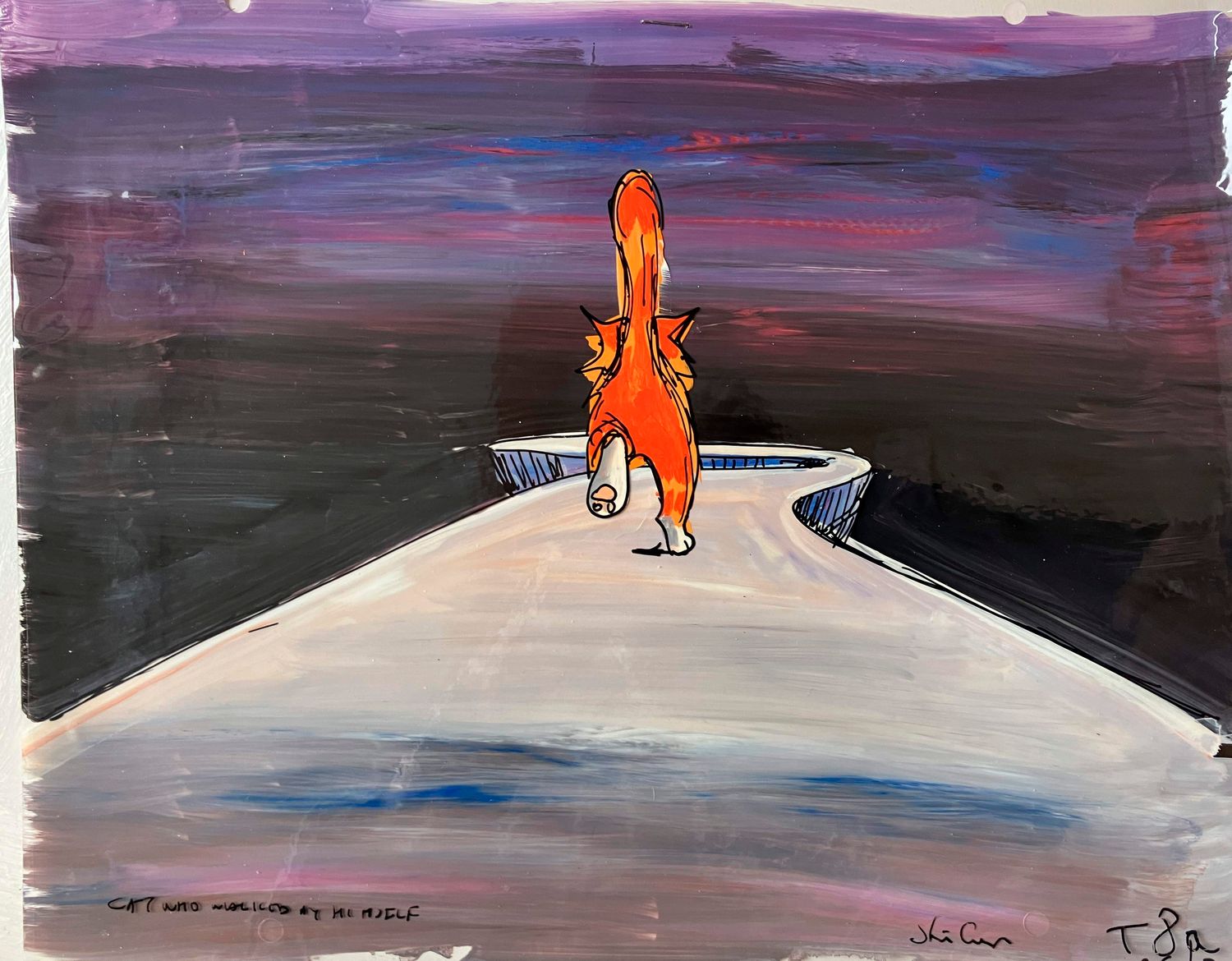 Hand Painted Cels  JUST SO '80  CAT WALKS AWAY waving his WILD TAIL - The cat who walked by himself