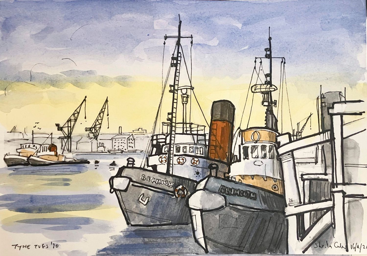 ORIGINAL A4 frame TYNE TUGS Sept.16'26 '