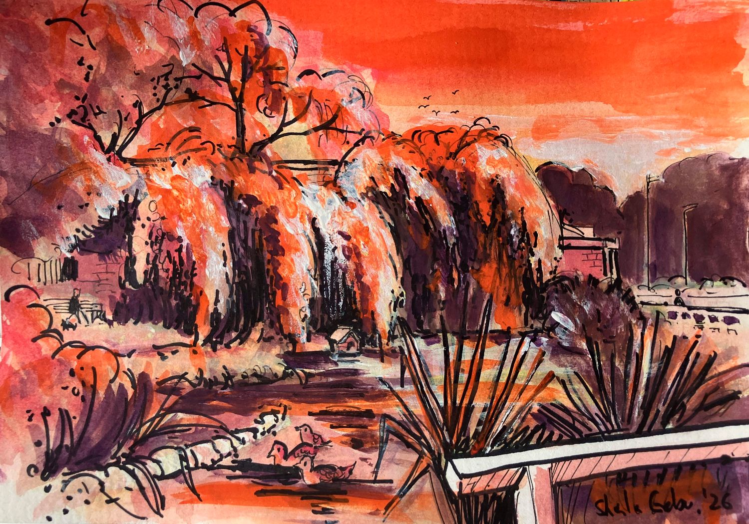 ORIGINAL - Cleadon Village Pond  at Sunset '26