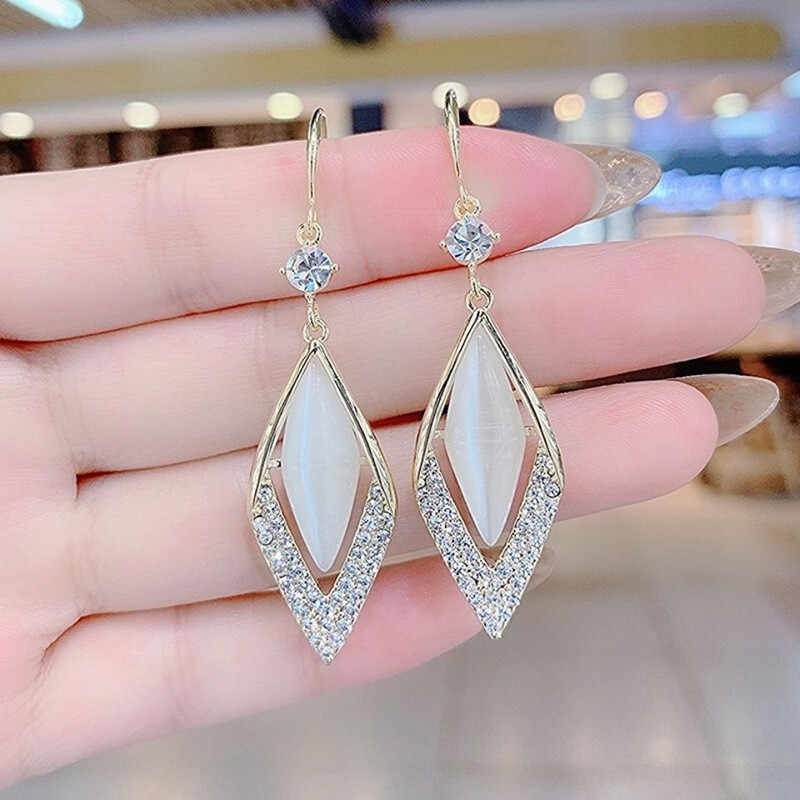 Diamond Opal Rhinestone Earrings
