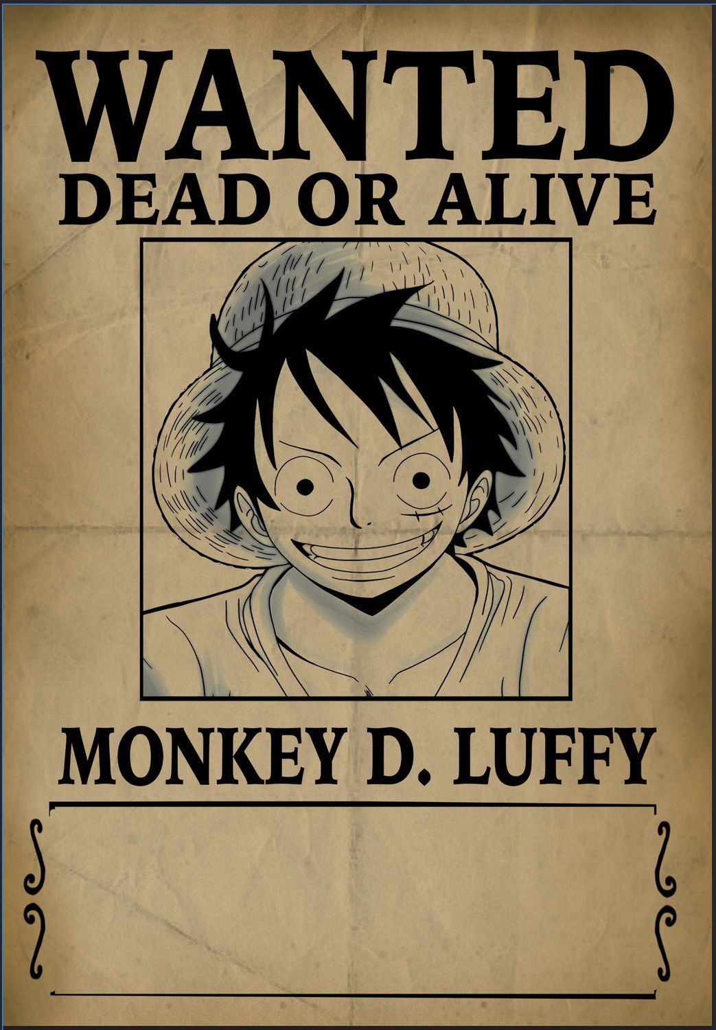 Wanted Monkey D. Luffy - Removable Wall Decal - Dry Erase