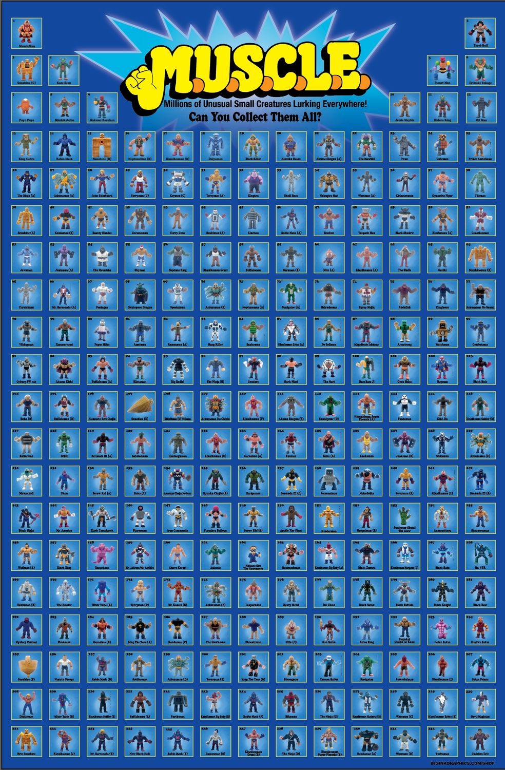 M.U.S.C.L.E. Complete Checklist Poster — Hand-Painted, Full Color