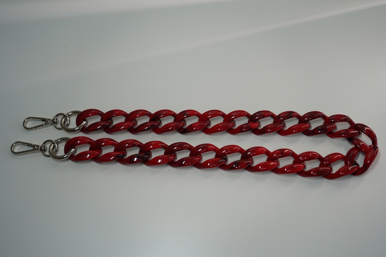 Taschenkette Acryl ROT mit Karabiner, 74 cm