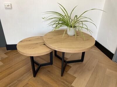 Salontafel set van 2 stuks, 50 / 70 cm diameter.
