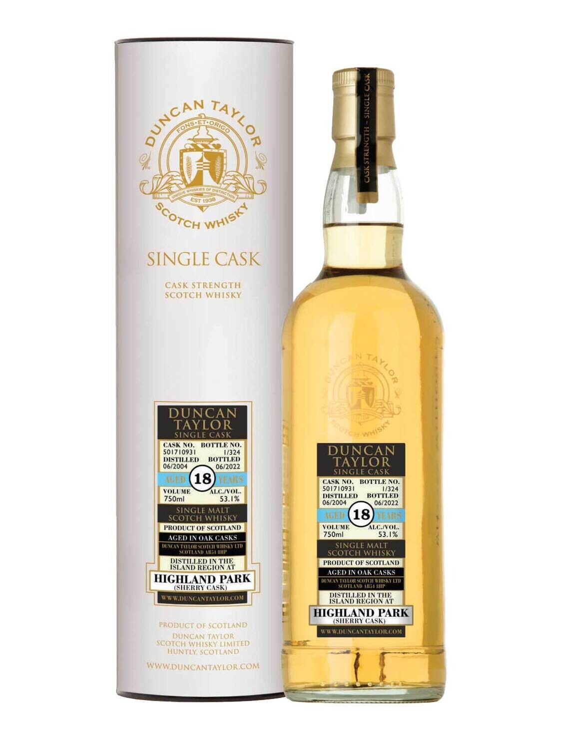 Duncan Taylor Highland Park 2004 18 Year Old Sherry Cask #501710931 53.1% ABV 750mL