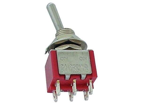 Threaded VERTICAL TOGGLE SWITCH DPDT ON ON